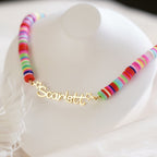 Customized Name Children's Colored Clay Necklace - Glaxias