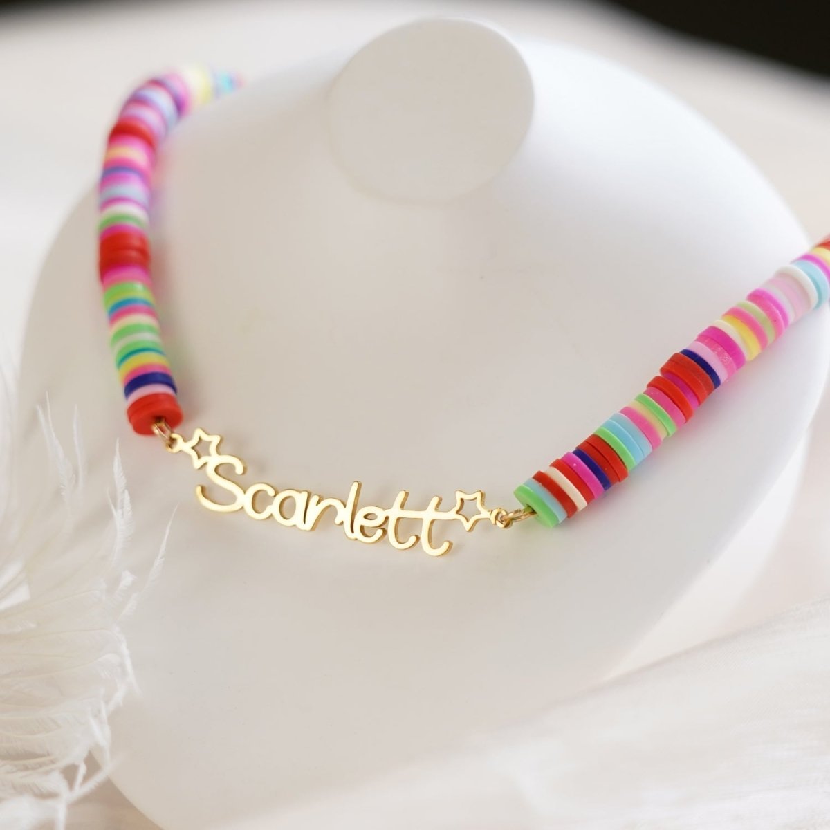 Customized Name Children's Colored Clay Necklace - Glaxias
