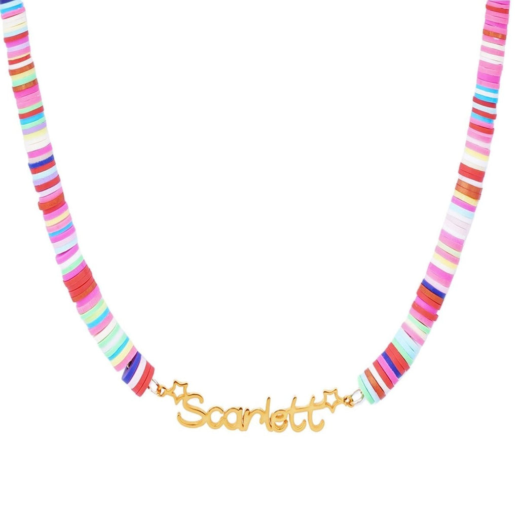 Customized Name Children's Colored Clay Necklace - Glaxias