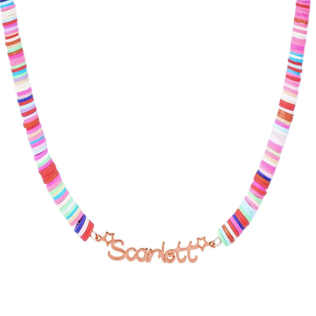 Customized Name Children's Colored Clay Necklace - Glaxias