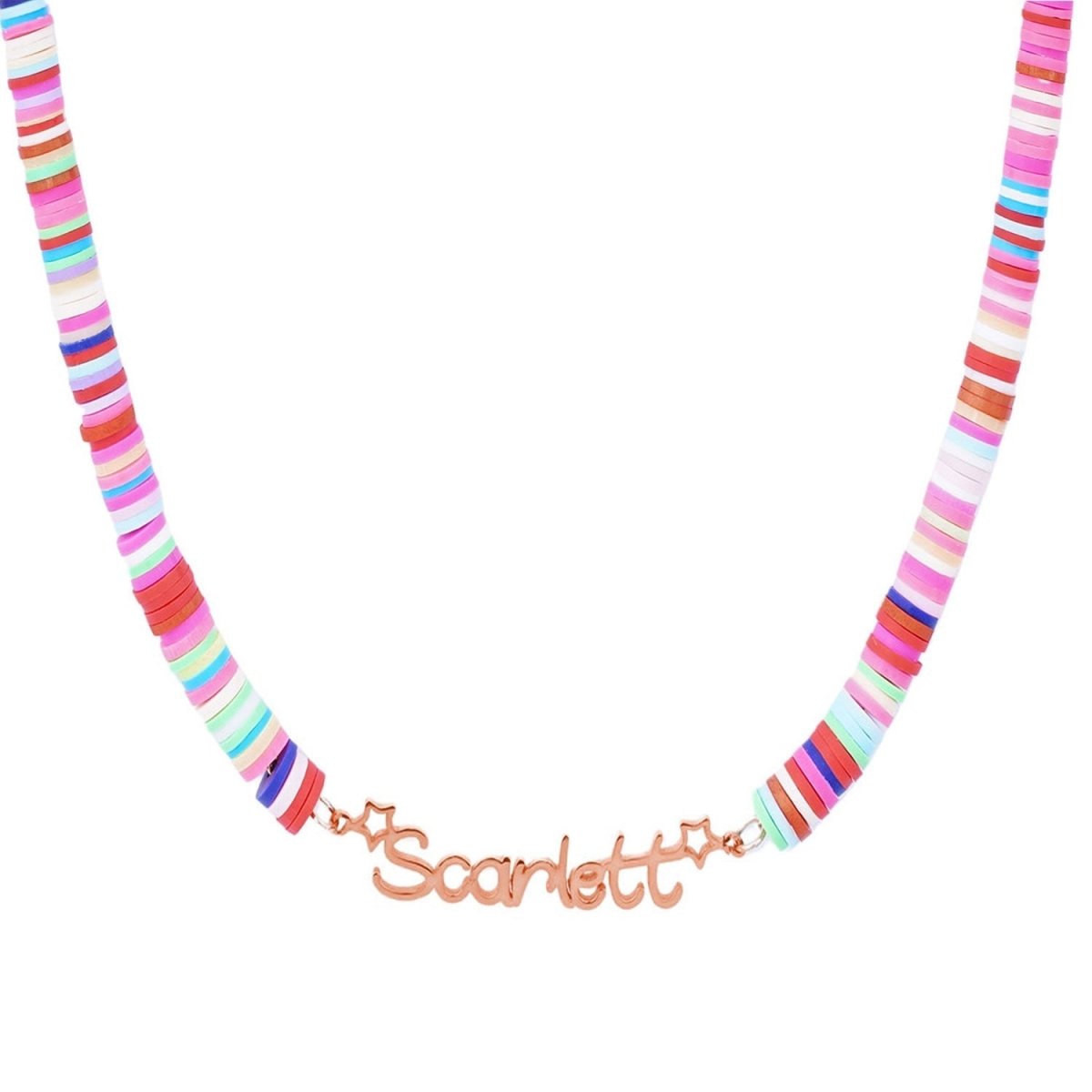 Customized Name Children's Colored Clay Necklace - Glaxias