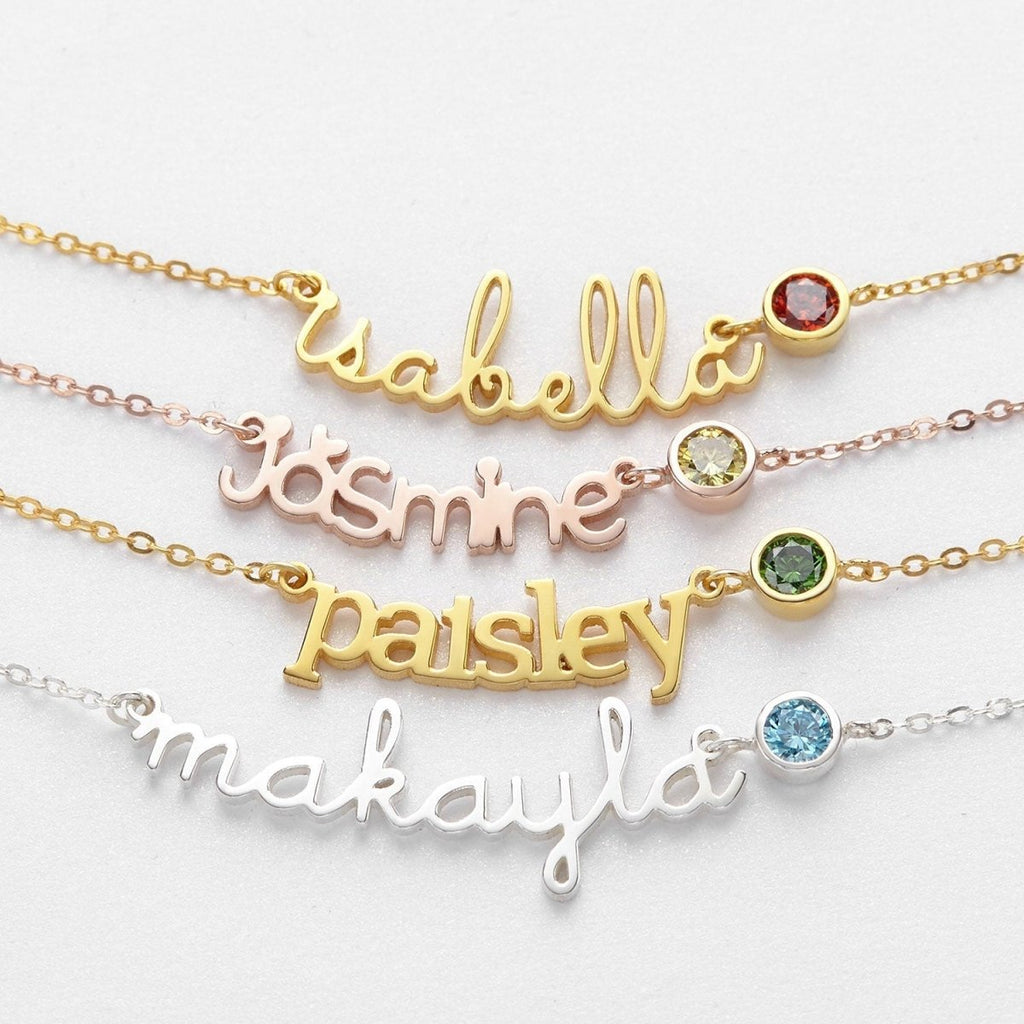 Customized Princess Name Birthstone Necklace - Glaxias