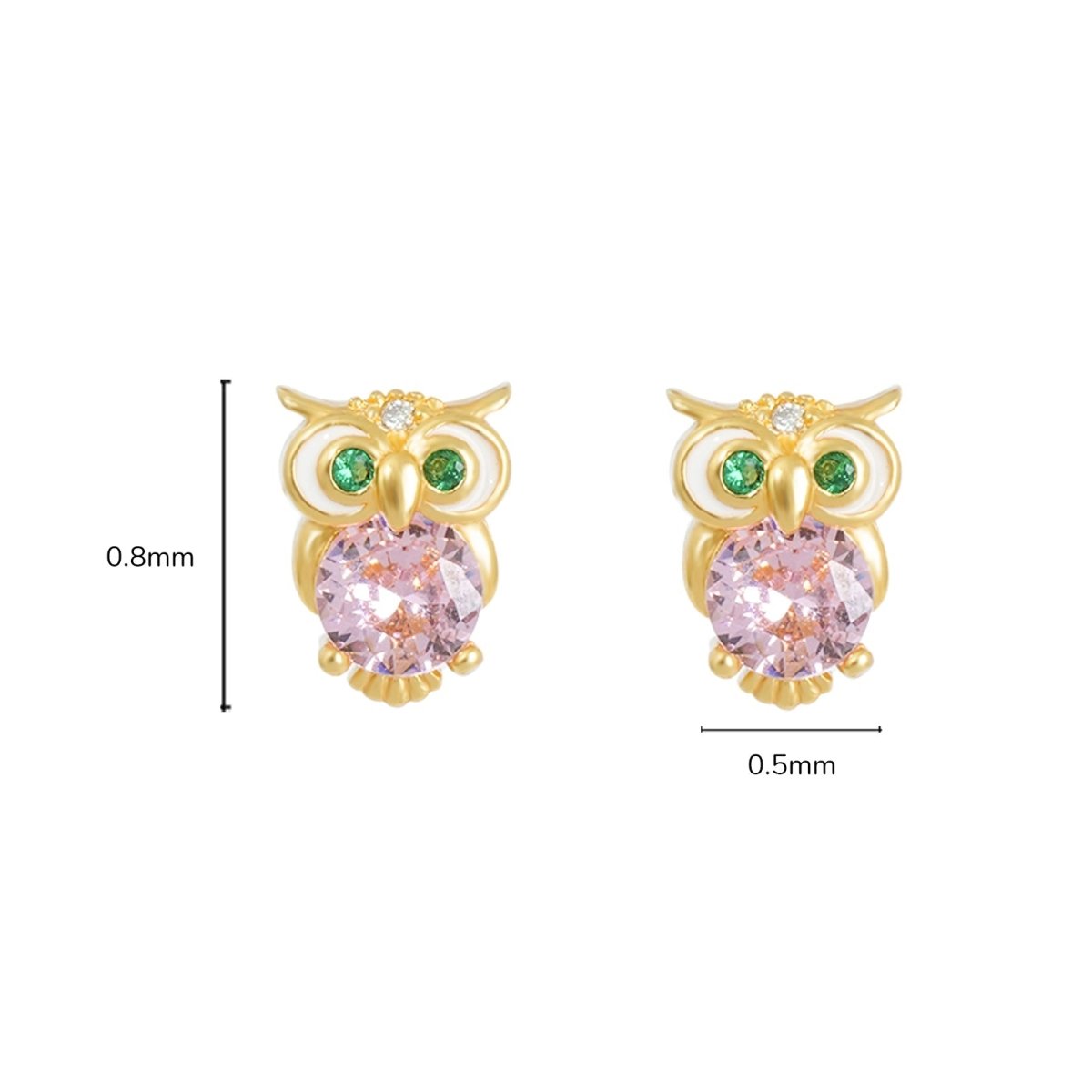 Cute Owl CZ Girls Stud Earrings - Glaxias