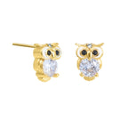 Cute Owl CZ Girls Stud Earrings - Glaxias