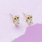 Cute Owl CZ Girls Stud Earrings - Glaxias