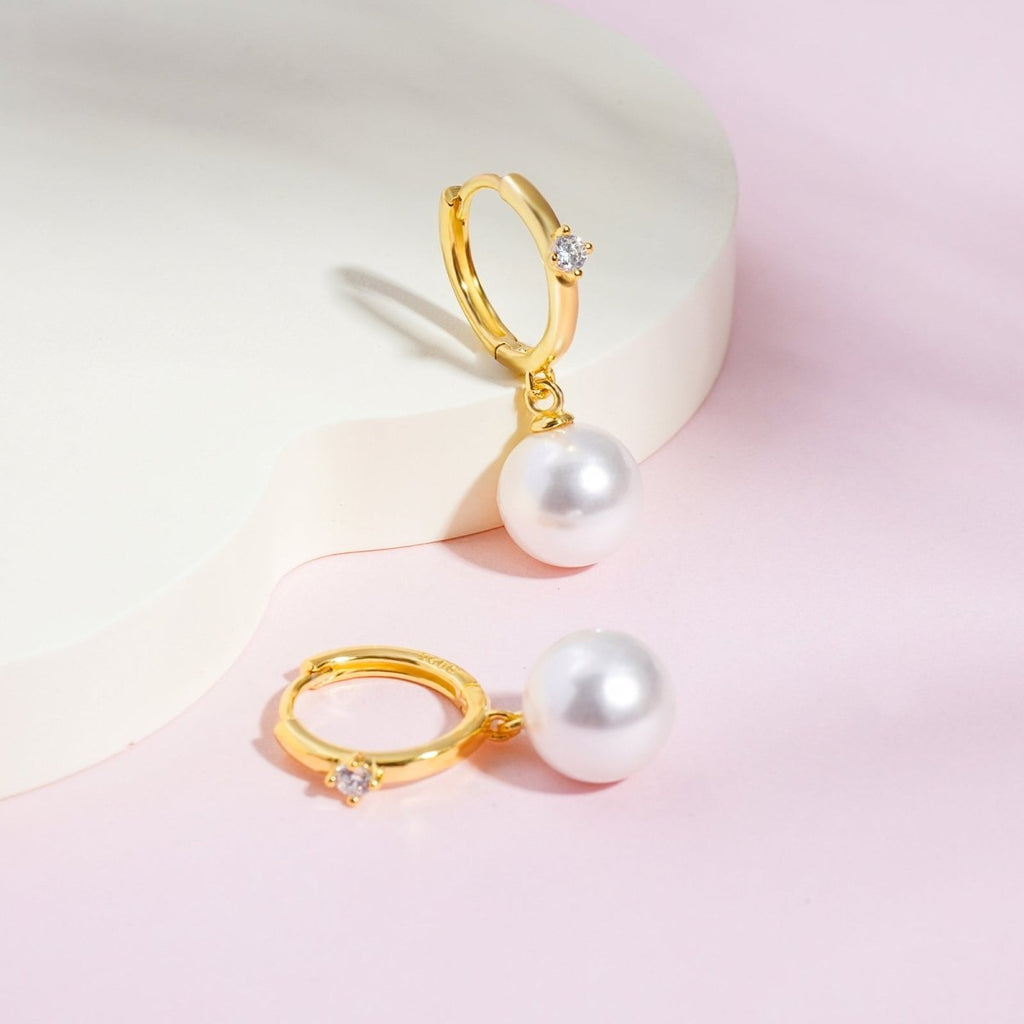 CZ Accent Pearl Drop Girls Earrings - Glaxias