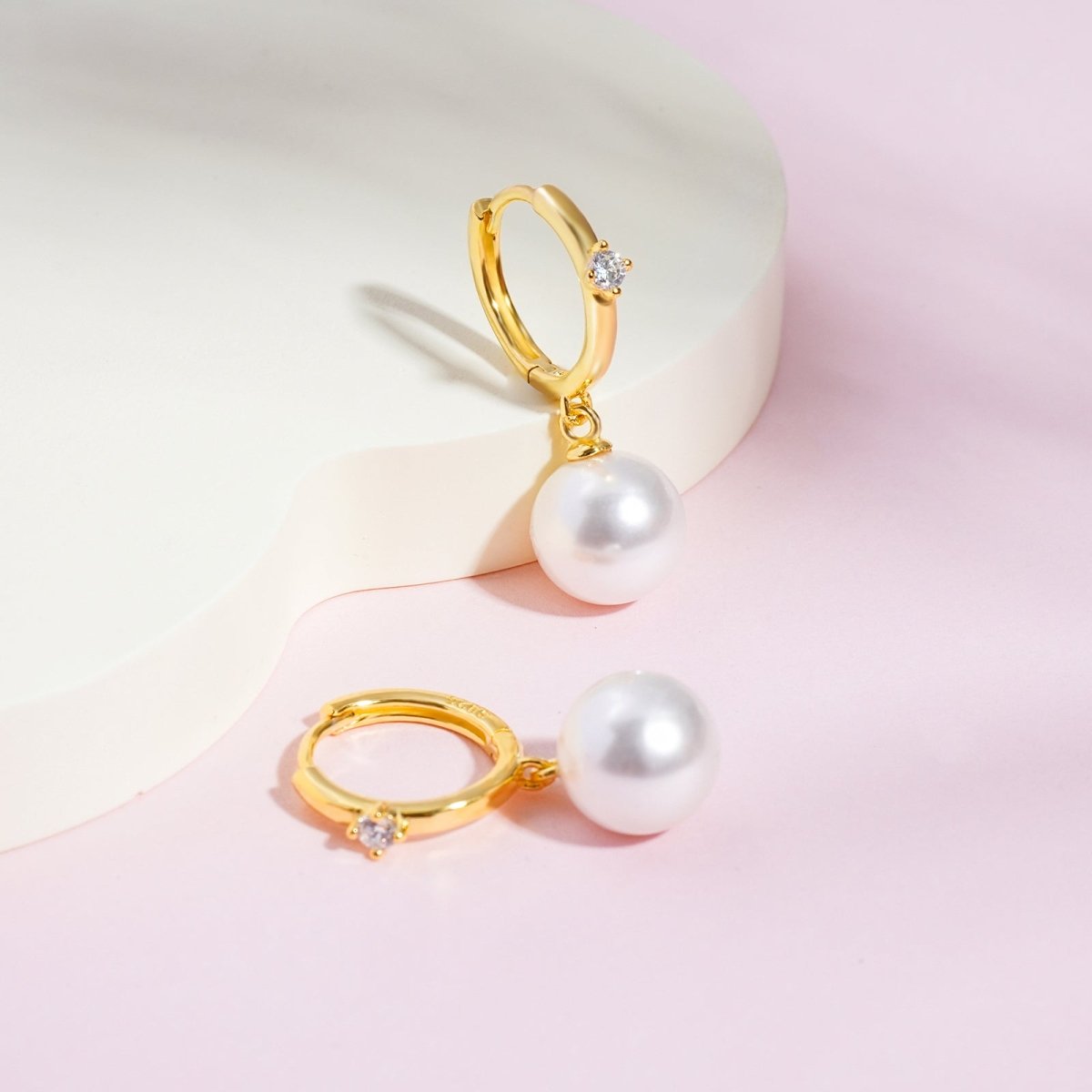 CZ Accent Pearl Drop Girls Earrings - Glaxias