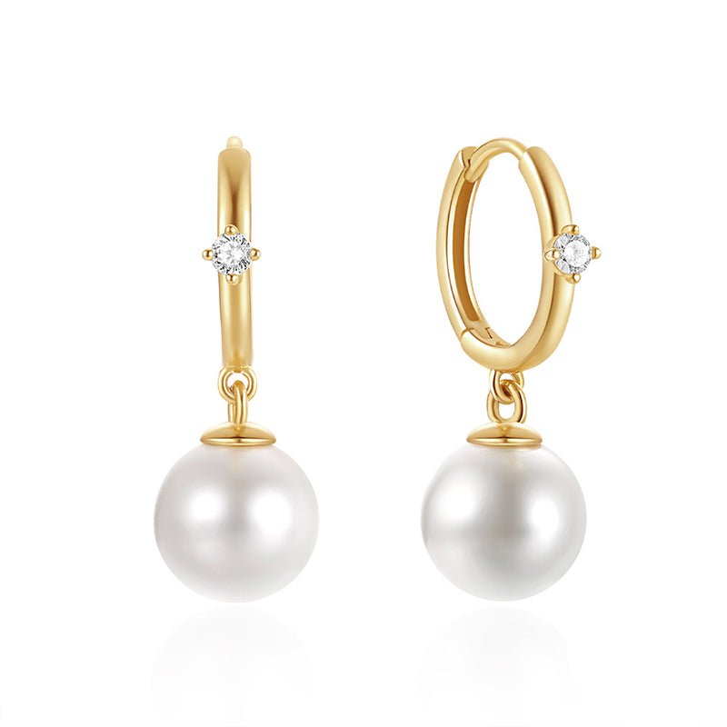 CZ Accent Pearl Drop Girls Earrings - Glaxias