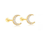 CZ Crescent Moon Girls Stud Earrings - Glaxias