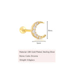 CZ Crescent Moon Girls Stud Earrings - Glaxias