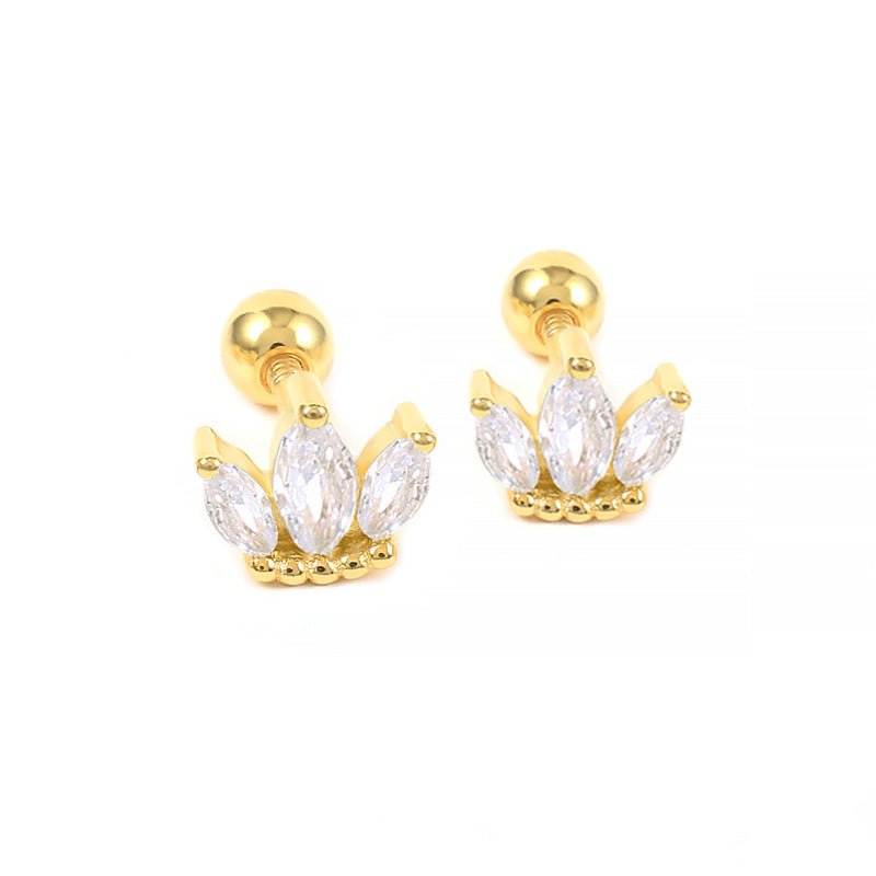 CZ Crown Grils Stud Earrings - Glaxias