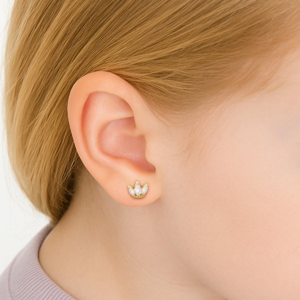CZ Crown Grils Stud Earrings - Glaxias