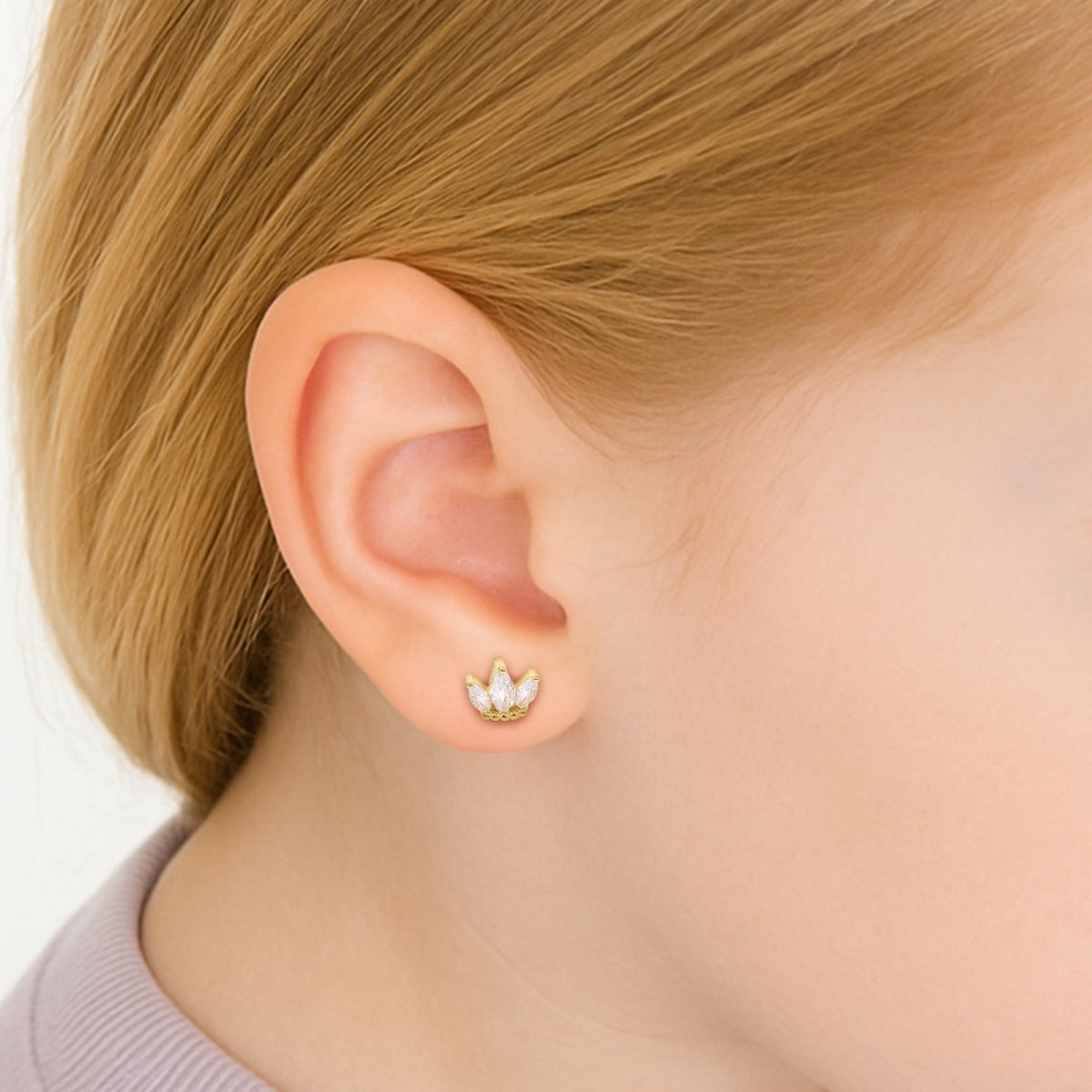 CZ Crown Grils Stud Earrings - Glaxias