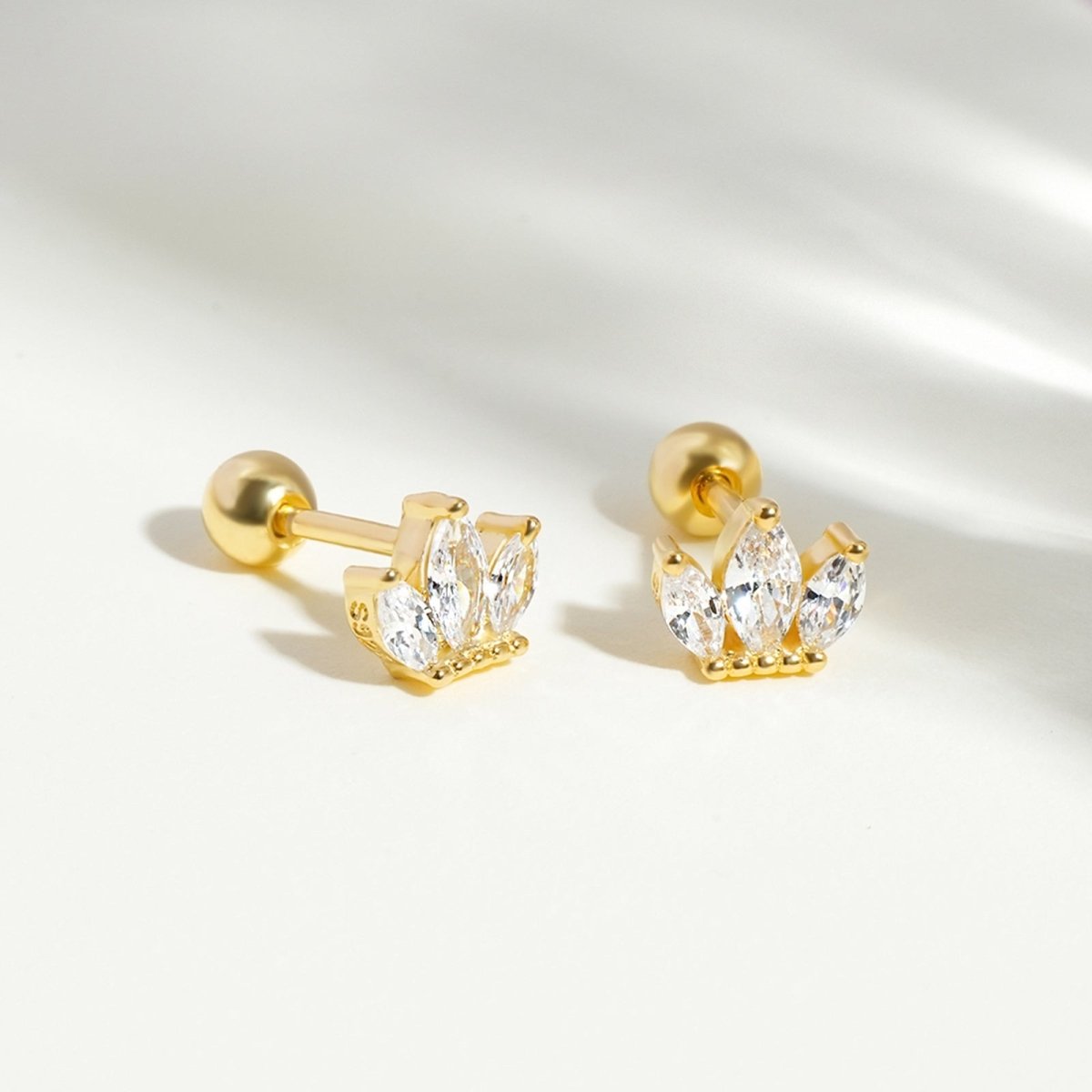 CZ Crown Grils Stud Earrings - Glaxias