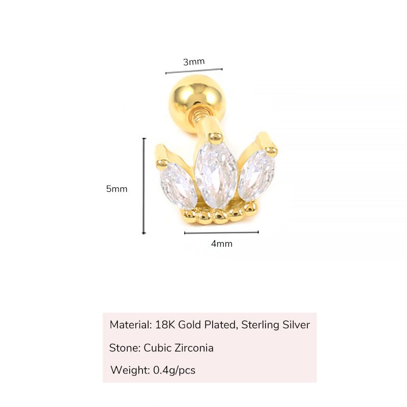 CZ Crown Grils Stud Earrings - Glaxias