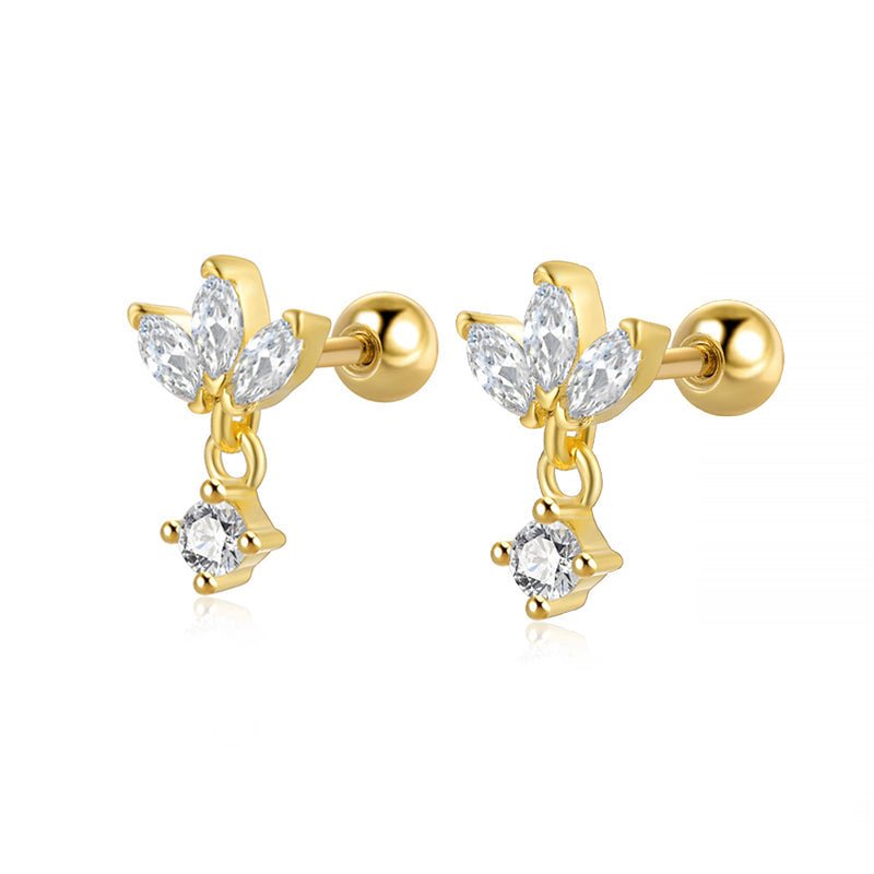 CZ Marquise Floral Dangle Earring for Kids - Glaxias