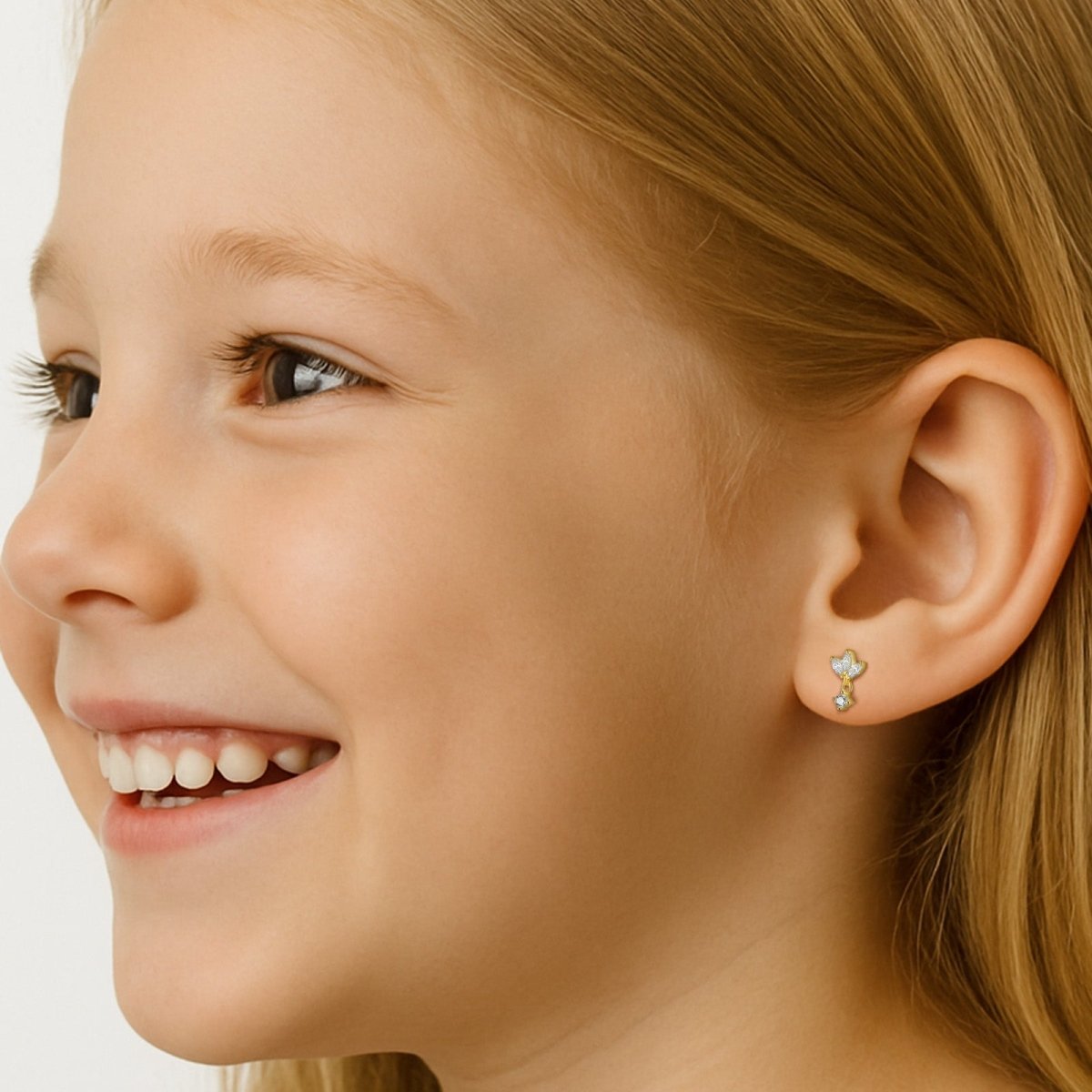 CZ Marquise Floral Dangle Earring for Kids - Glaxias