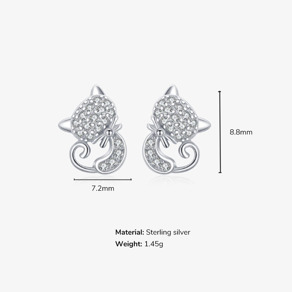 CZ Shiny Cat Girls Stud Earrings - Glaxias