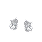 CZ Shiny Cat Girls Stud Earrings - Glaxias