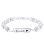 CZ Silver Personalized Baby Name Pearl Bracelet - Glaxias