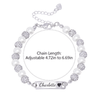 CZ Silver Personalized Baby Name Pearl Bracelet - Glaxias