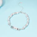 CZ Silver Personalized Baby Name Pearl Bracelet - Glaxias