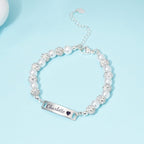 CZ Silver Personalized Baby Name Pearl Bracelet - Glaxias
