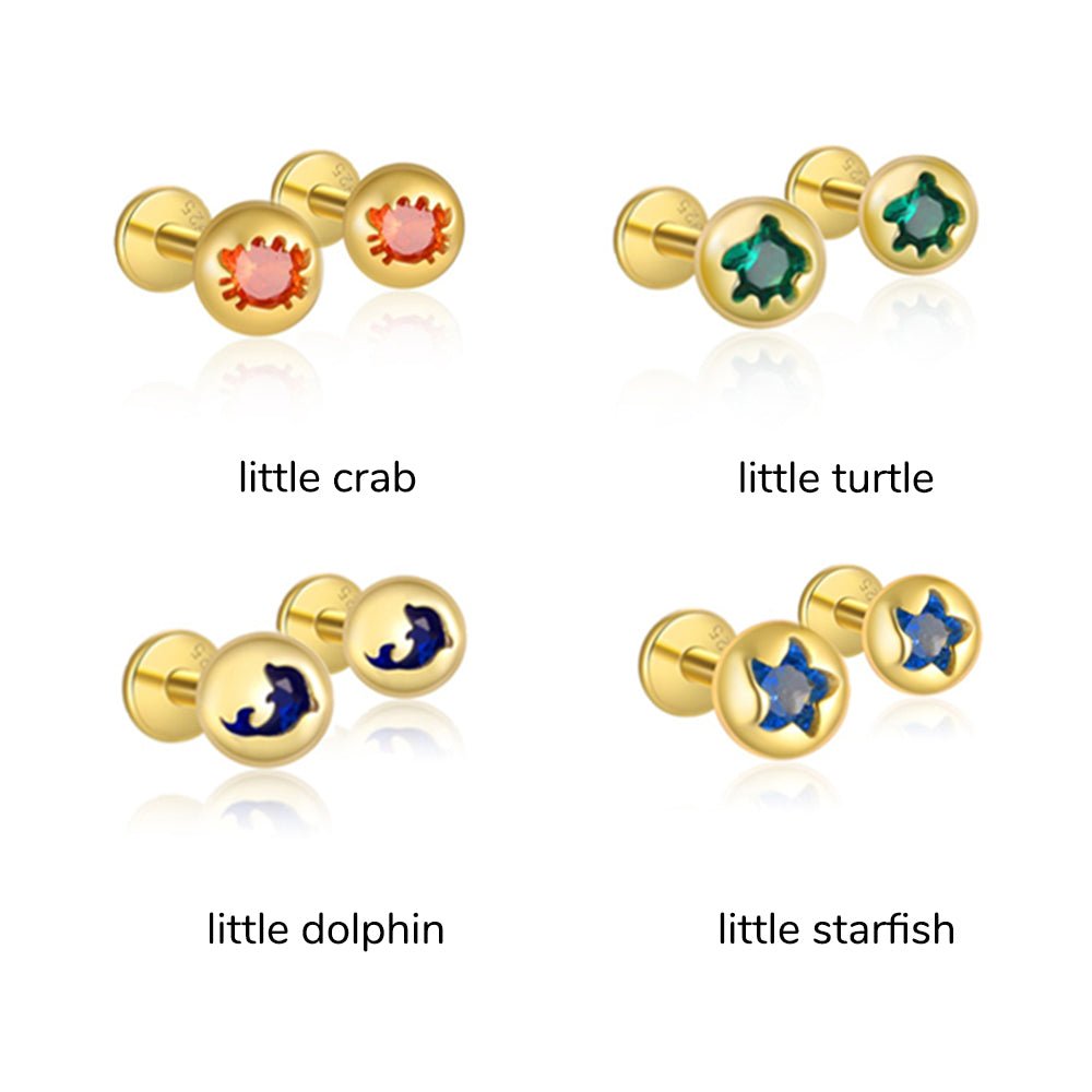 Delicate Ocean Creature CZ Girls Earrings - Glaxias