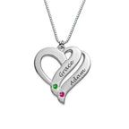 Double Heart Personalized Name and Birthstone Necklace - Glaxias
