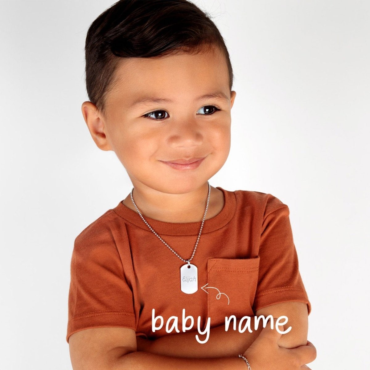 Engravable Boy's Nameplate Necklace - Glaxias