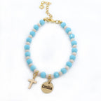 Engravable Cross Charm Children's Christmas Bracelet - Glaxias