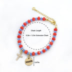 Engravable Cross Charm Children's Christmas Bracelet - Glaxias