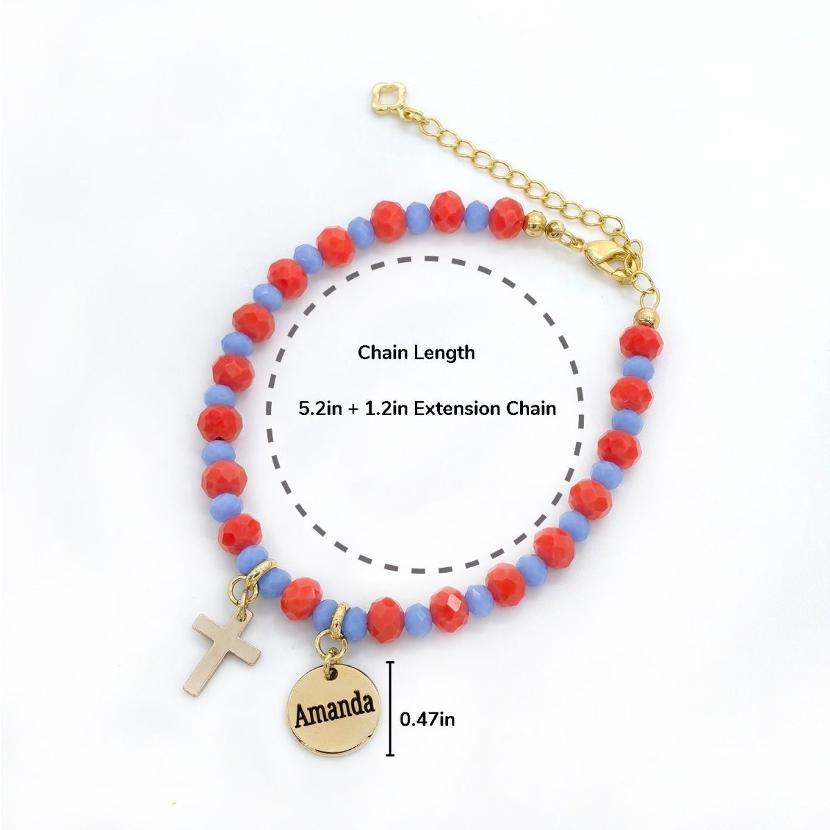 Engravable Cross Charm Children's Christmas Bracelet - Glaxias