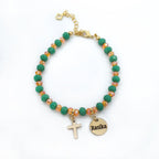 Engravable Cross Charm Children's Christmas Bracelet - Glaxias