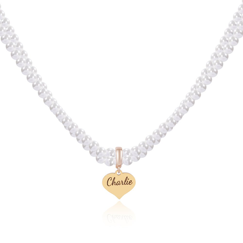 Engravable Double Strand Pearl Necklace for Girls - Glaxias