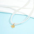 Engravable Double Strand Pearl Necklace for Girls - Glaxias