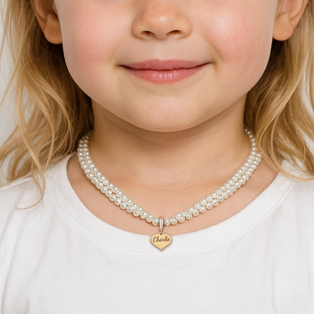 Engravable Double Strand Pearl Necklace for Girls - Glaxias