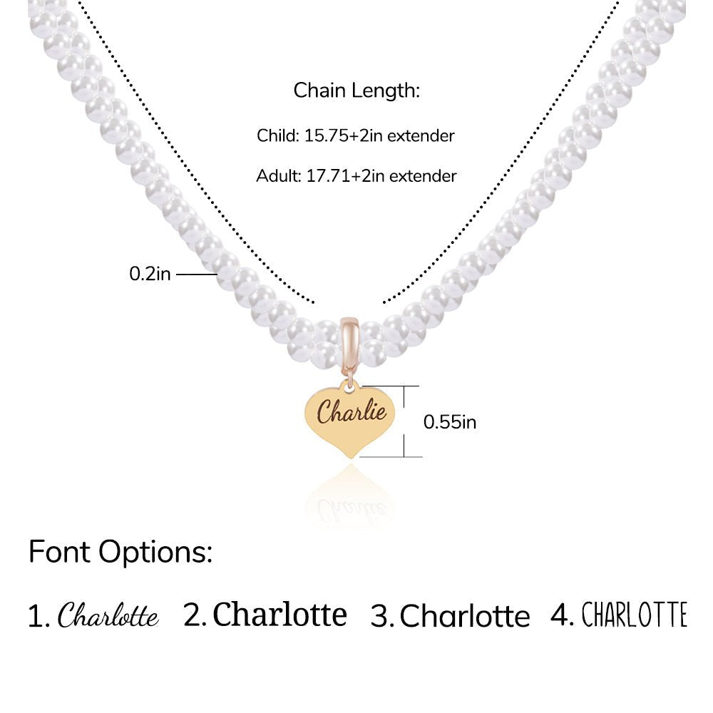 Engravable Double Strand Pearl Necklace for Girls - Glaxias