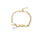 Engravable Name Children¡®s Bracelet with Two Pearl Charms - Glaxias