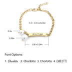 Engravable Name Children¡®s Bracelet with Two Pearl Charms - Glaxias