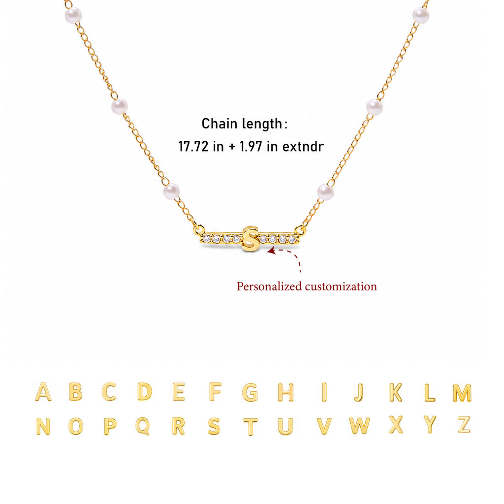 Personalized Initial Dainty Pearl Necklace for Girls