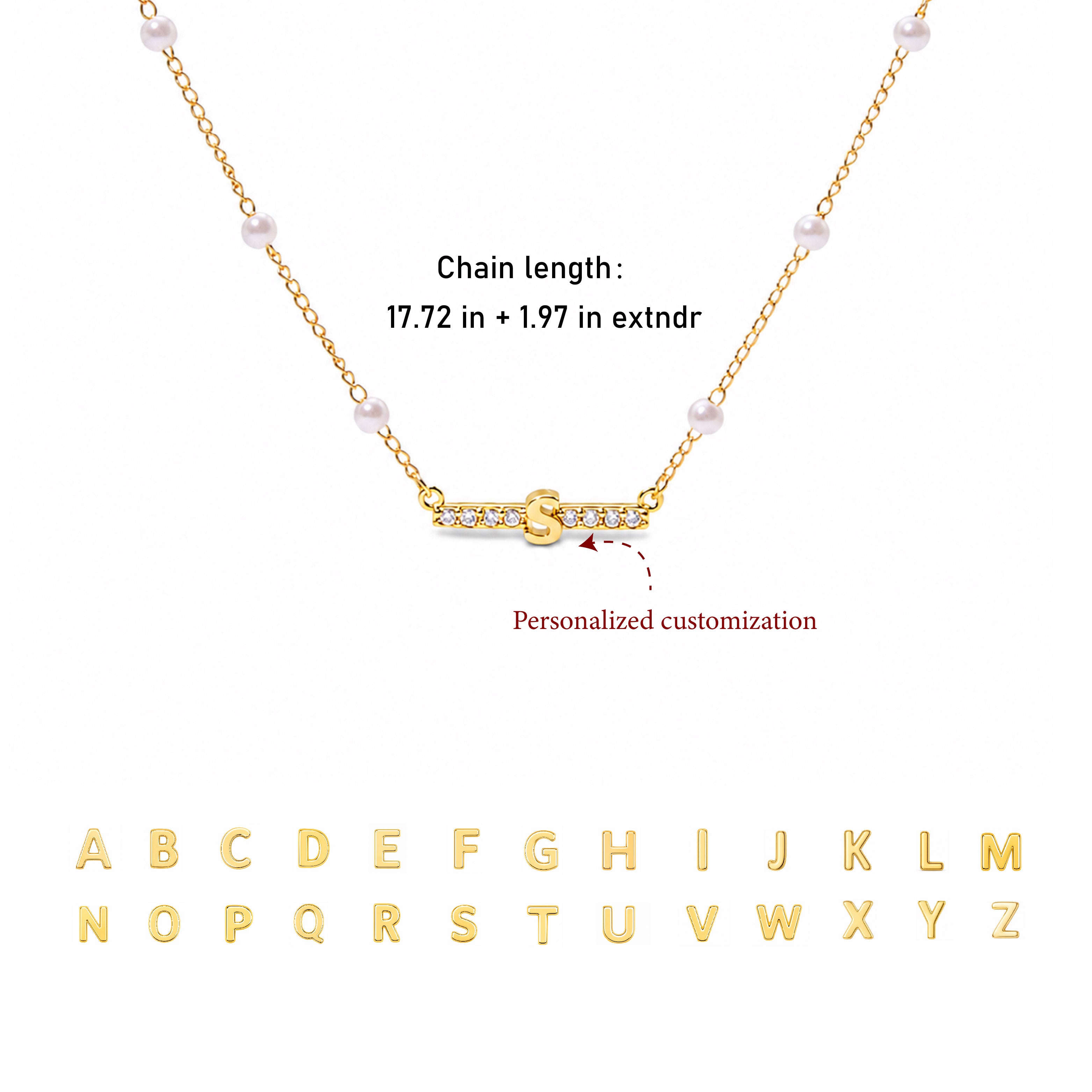 Personalized Initial Dainty Pearl Necklace for Girls