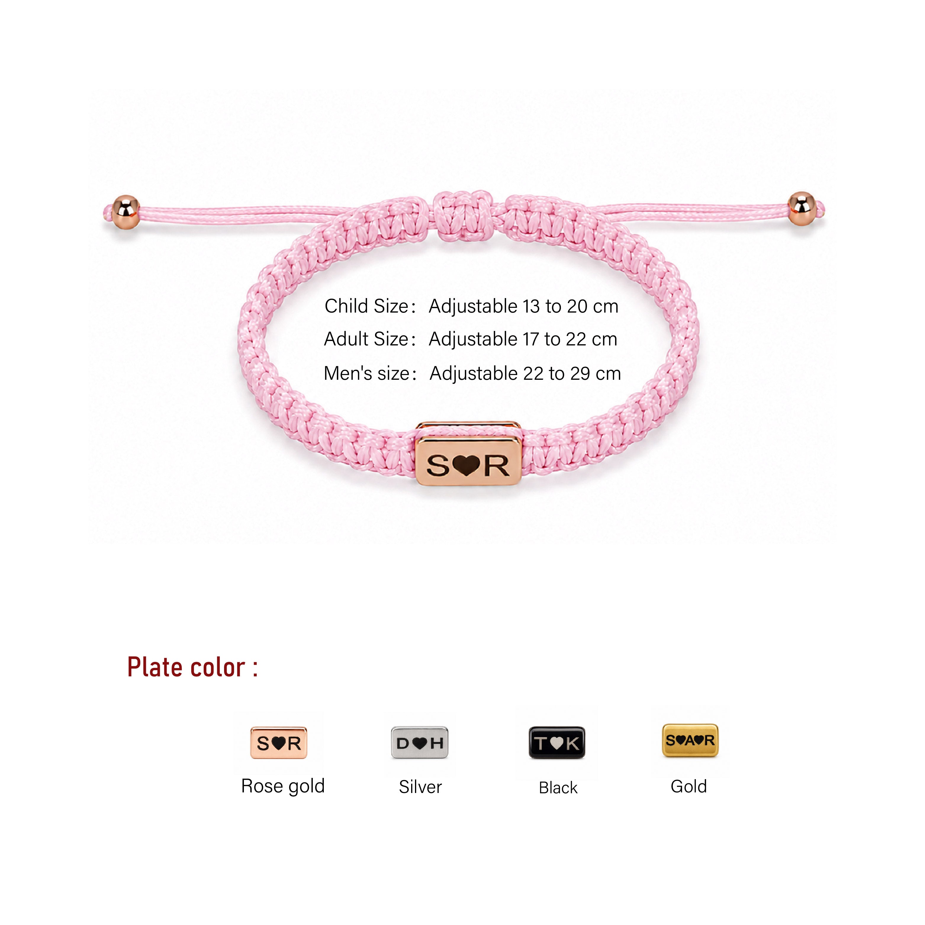 Personalized Name Braided Bracelet Adjustable Woven Rope Bracelet for Kids and Adults