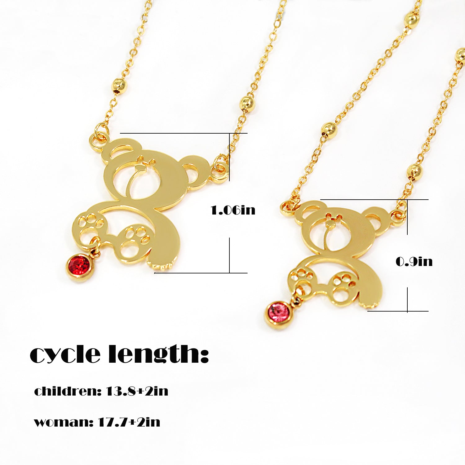 Personalized Birthstone Pearl Bear Pendant Necklace