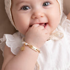 Four-leaf Clover Personalized Baby Name and Birthstone Pearl Bracelet - Glaxias
