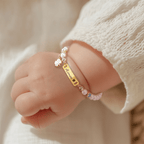 Four-leaf Clover Personalized Baby Name and Birthstone Pearl Bracelet - Glaxias