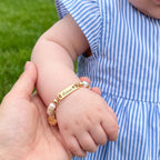 Four-leaf Clover Personalized Baby Name and Birthstone Pearl Bracelet - Glaxias