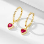 Fuchsia Heart CZ Girls Huggie Earrings - Glaxias