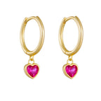 Fuchsia Heart CZ Girls Huggie Earrings - Glaxias