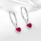 Fuchsia Heart CZ Girls Huggie Earrings - Glaxias